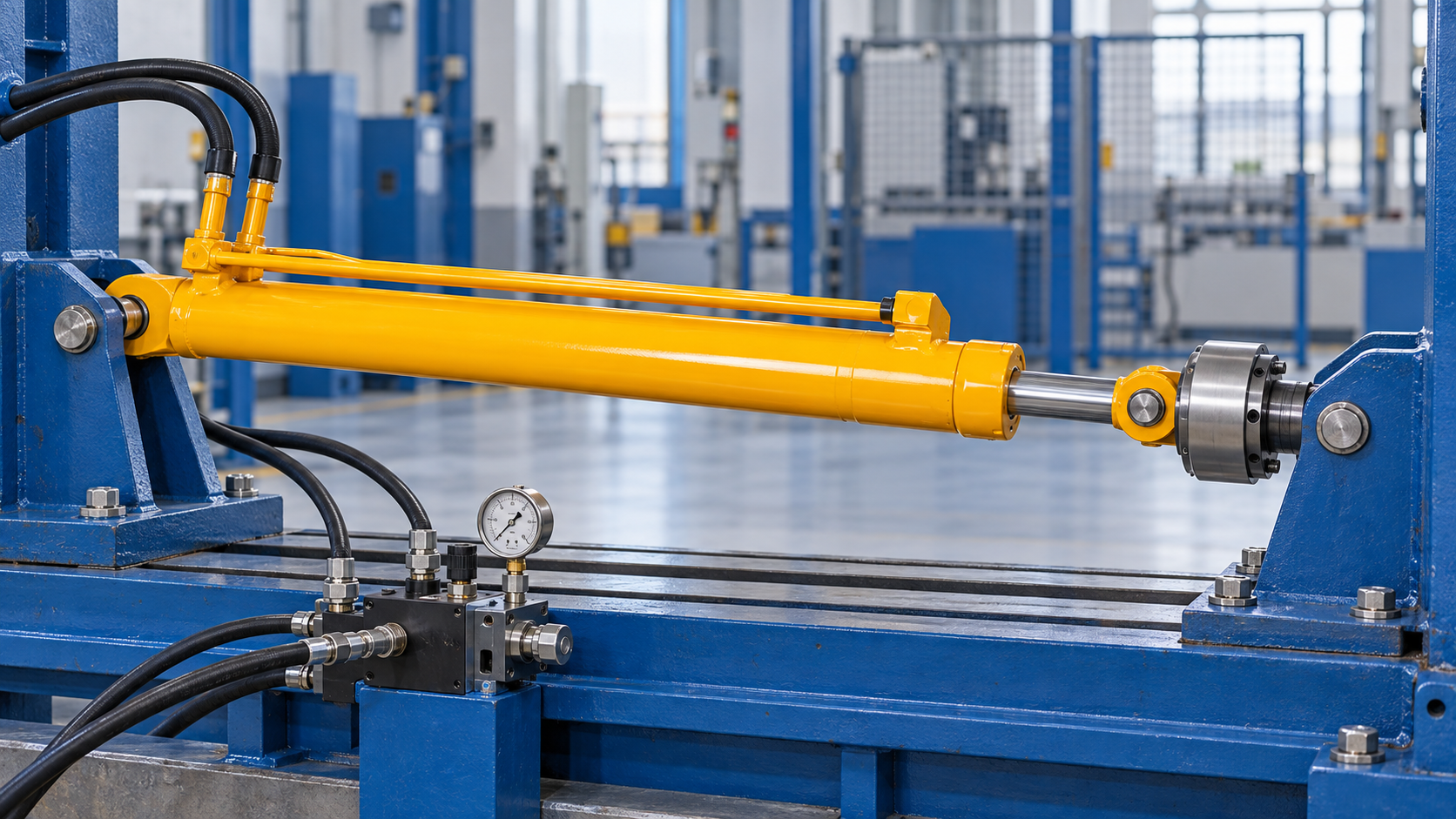 jiangxin horizontal hyd cylinder measuring force on a test frame